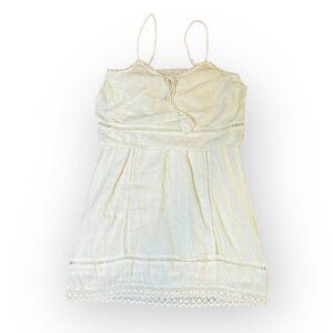 Anthro dRA Strappy Tiered Mini Dress Crochet-Trim Cotton in White Womens XS